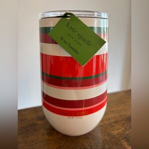 NEW Kate Spade New York 16oz Tumbler Christmas Stripe Stainless Steel